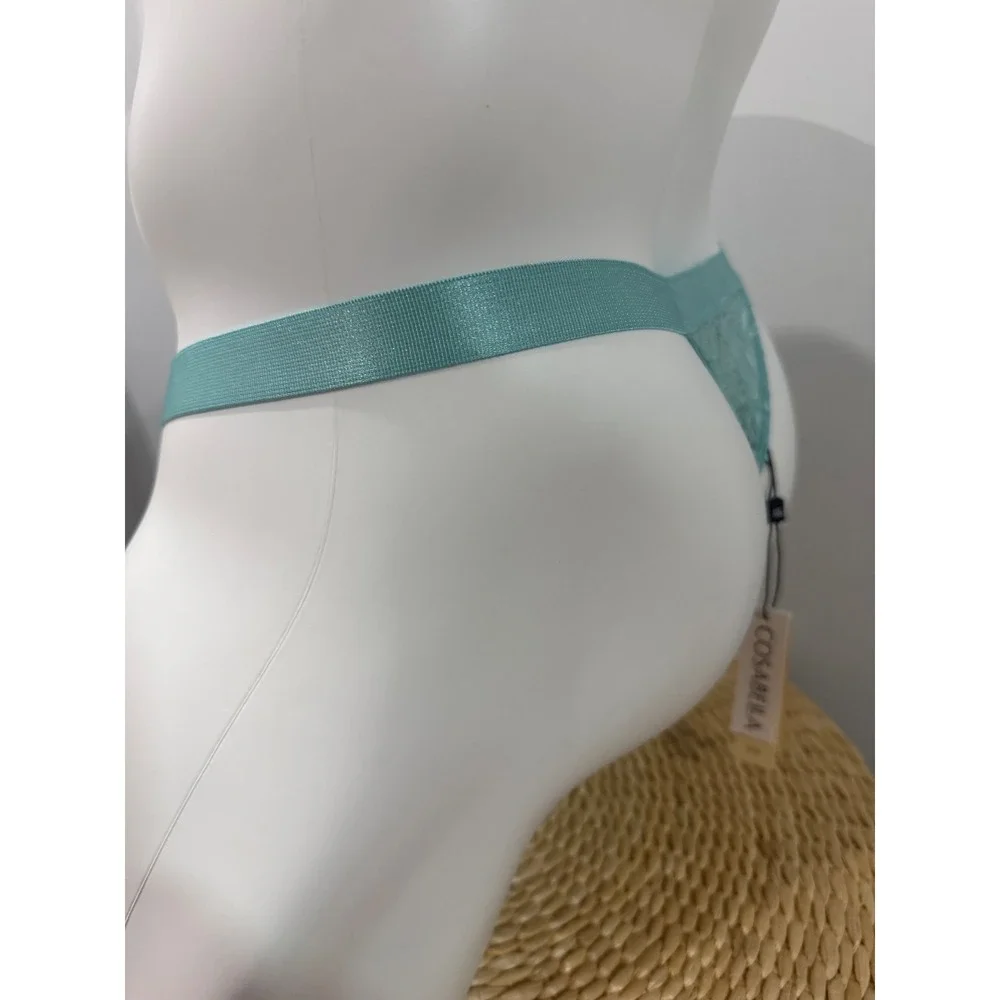 Cosabella Never Say Never Italian‎ Thong Blu Capri Lace Underwear L NWT